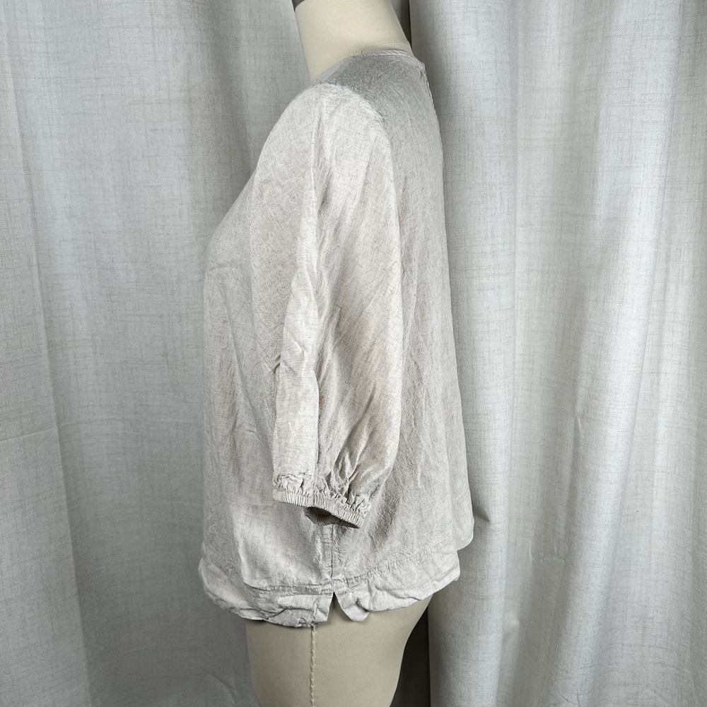 Woolworths Natural Puff 3/4" Sleeve Linen Blend Blouse Cream Women's Medium - Picture 5 of 10